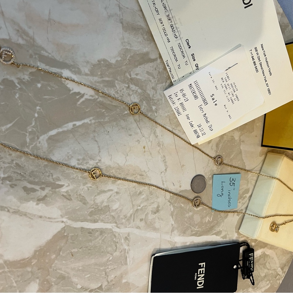 Fendi Gold Necklace with Logo Charms